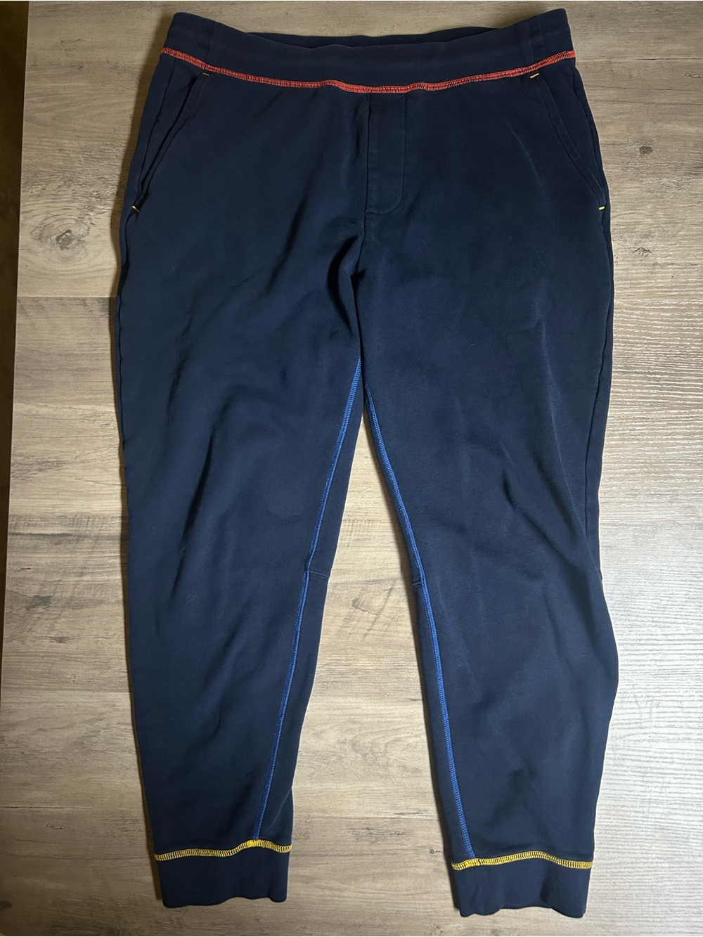 Bombas Navy Jogger Pants with Red, Blue & Yellow Accent Stitching